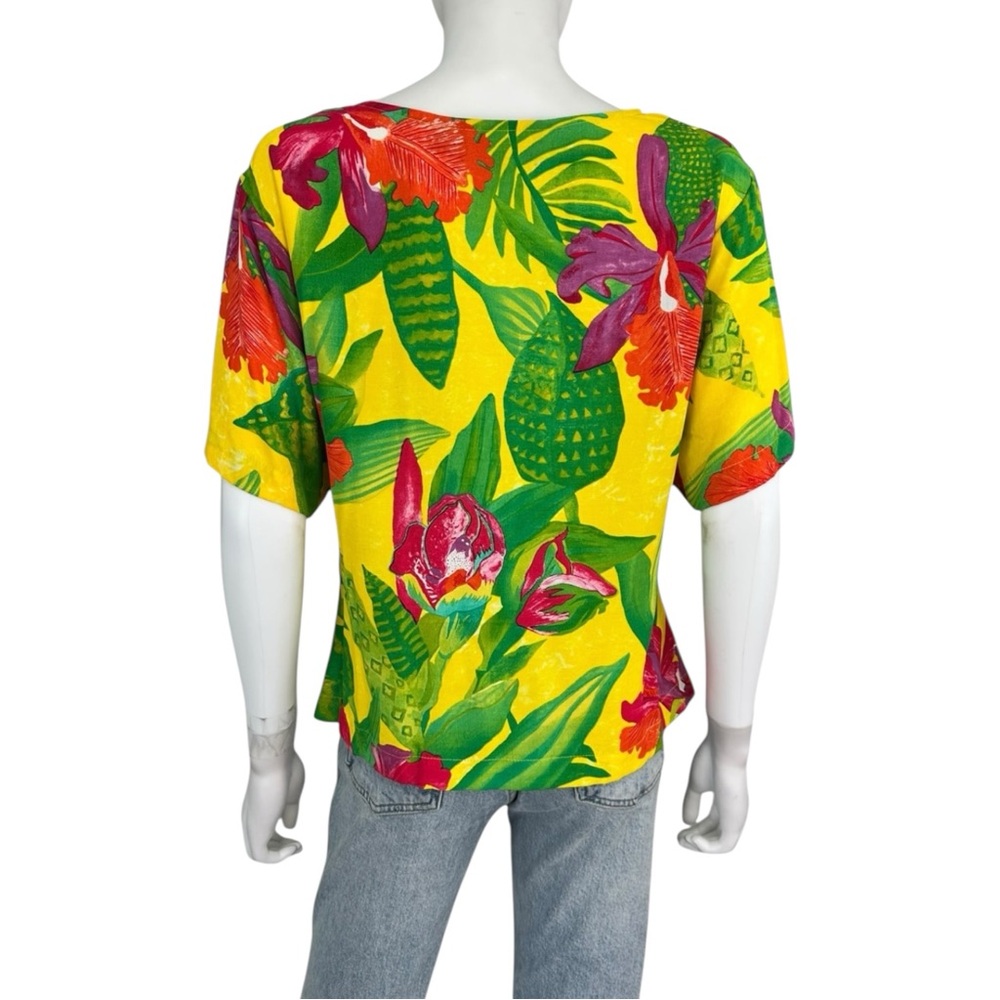 Vintge Karen Kane Tropical Floral Print Top Size 4 B0080 - Picture 3 of 10